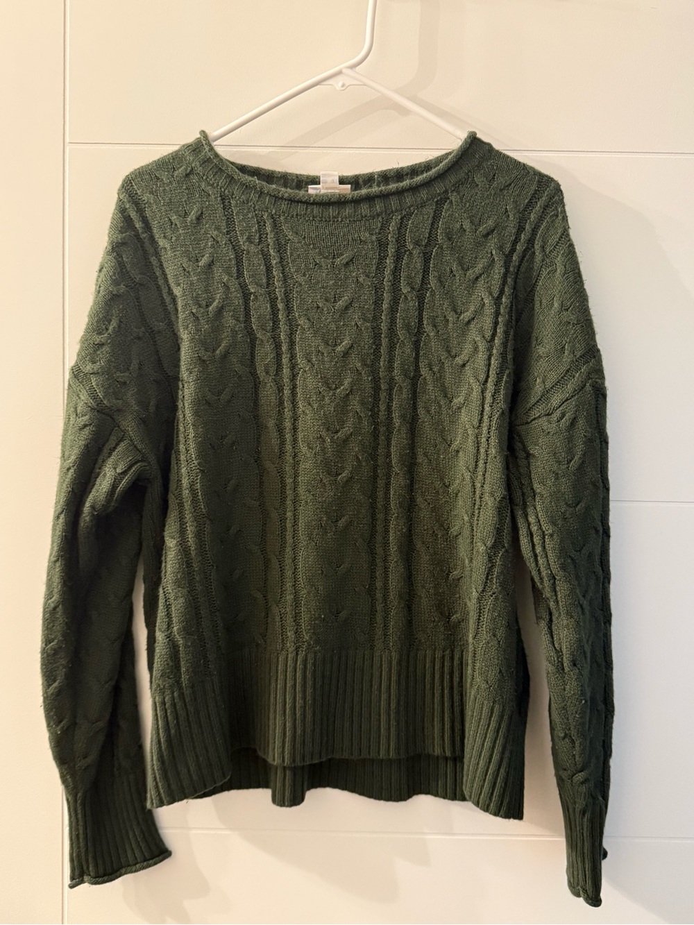 LuLaRoe Olive Green Cable Knit Crewneck Sweater